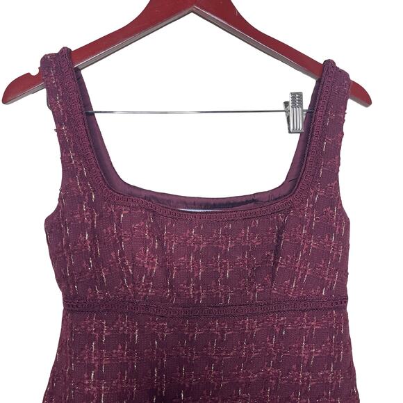 Hill House The Valentina Tweed Jacket and Mini Dress set in Burgundy Sz XS - Picture 7 of 16